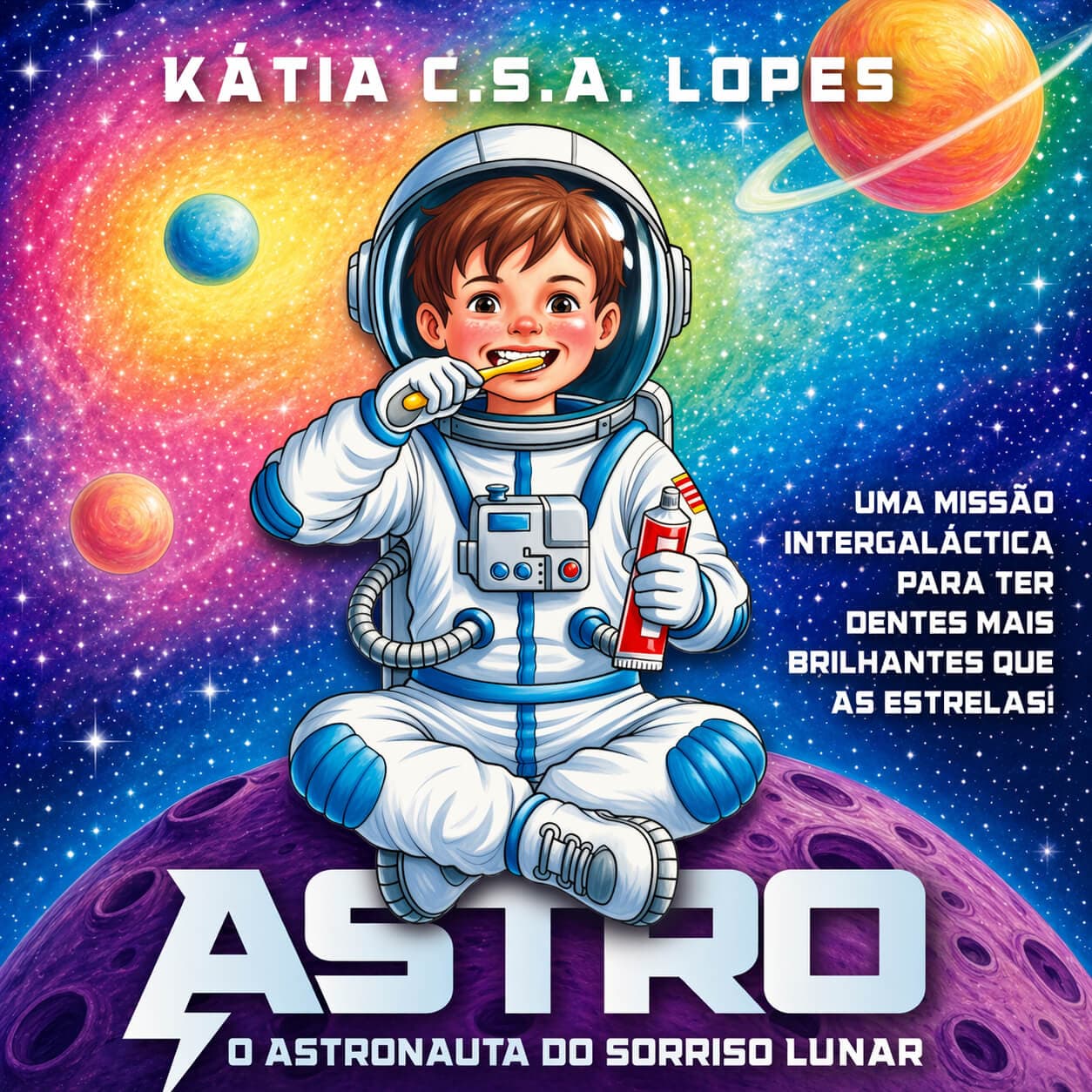 Capa do livro Astro, o Astronauta do Sorriso Lunar
